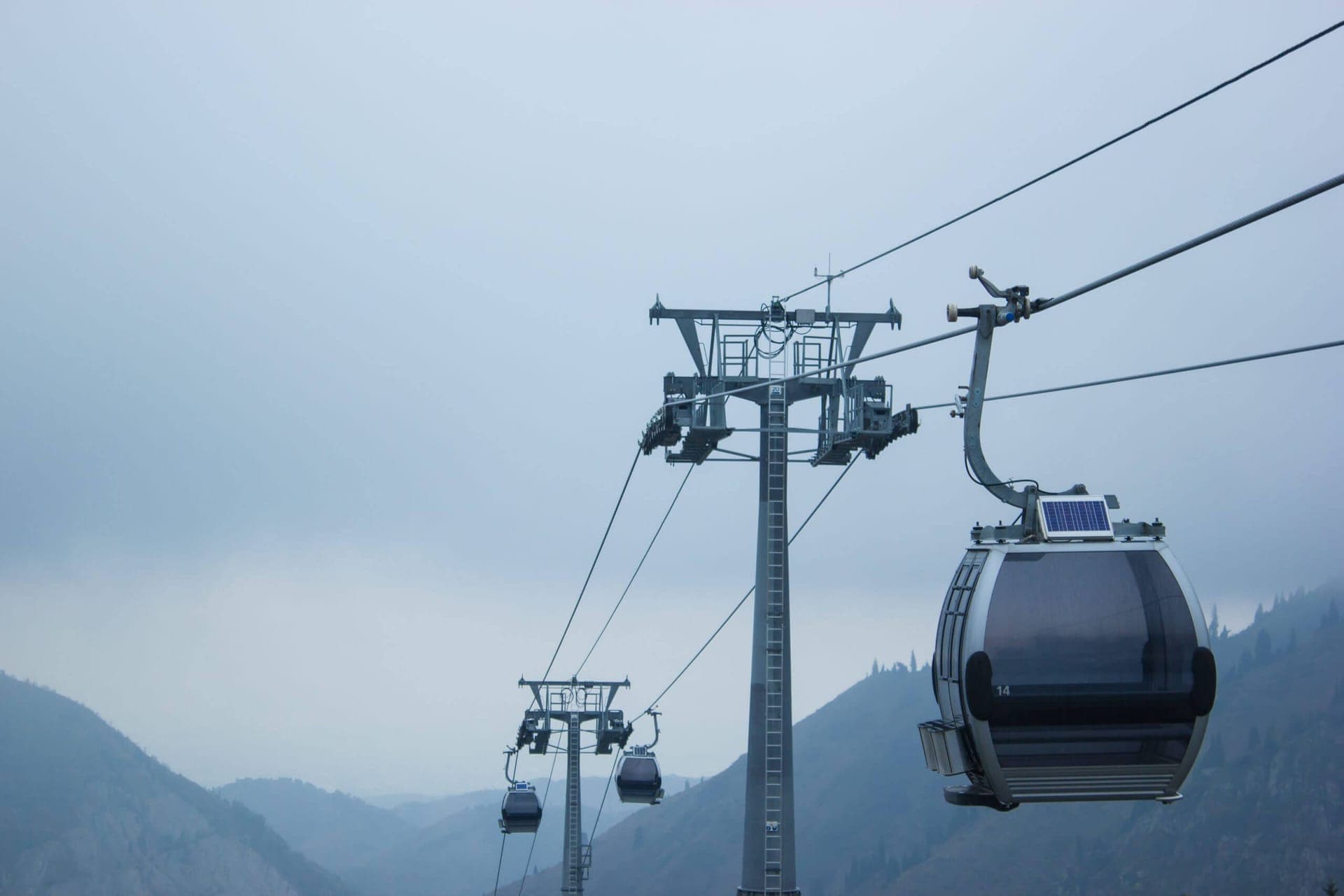 Ski lift on a foggy day