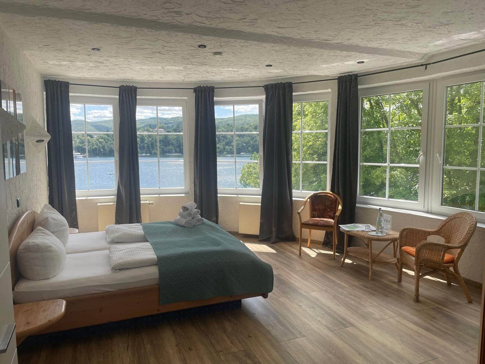 Panoramic view of Lake Edersee from the Terrassenhotel